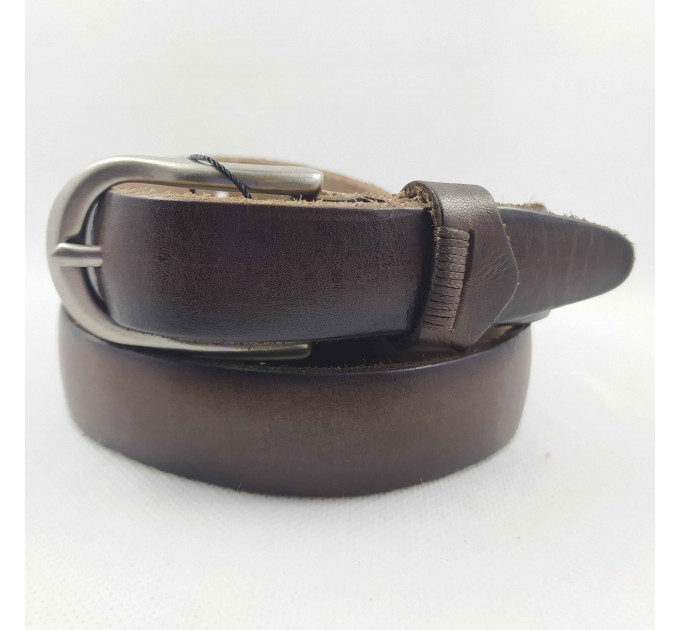 Женский ремень BT.BELT узкий uz25-006 тёмно-коричневый