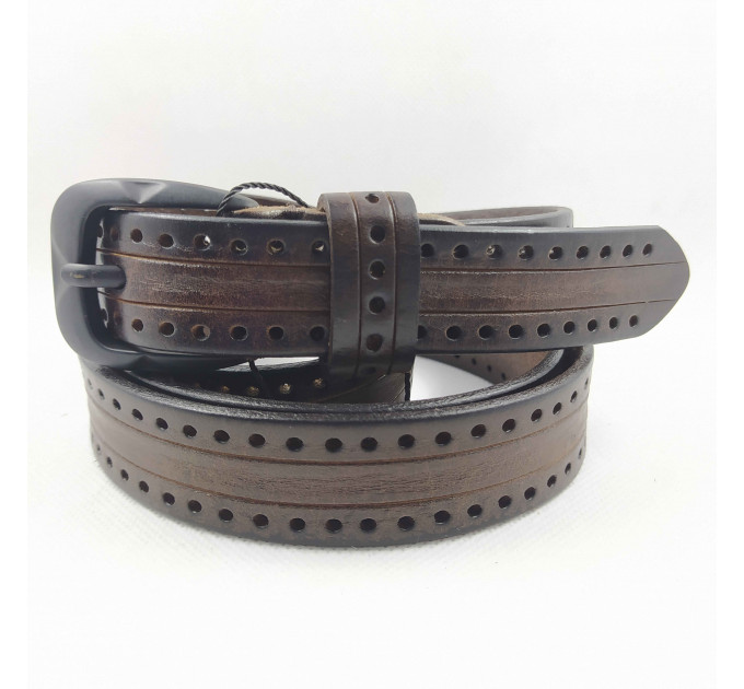 Женский ремень BT.BELT узкий uz25-009 темно-коричневый